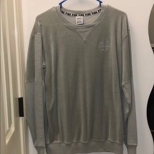 PINK velour crew neck grey sweater